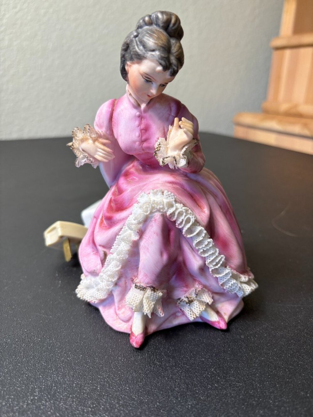 Vintage Victorian Porcelain Light/Lamp Lady in a Pink Dress